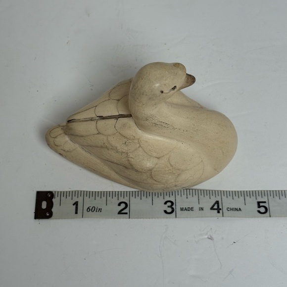 Vintage Hand Carved Wood Swan Figurine (Signed) - Picture 10 of 12